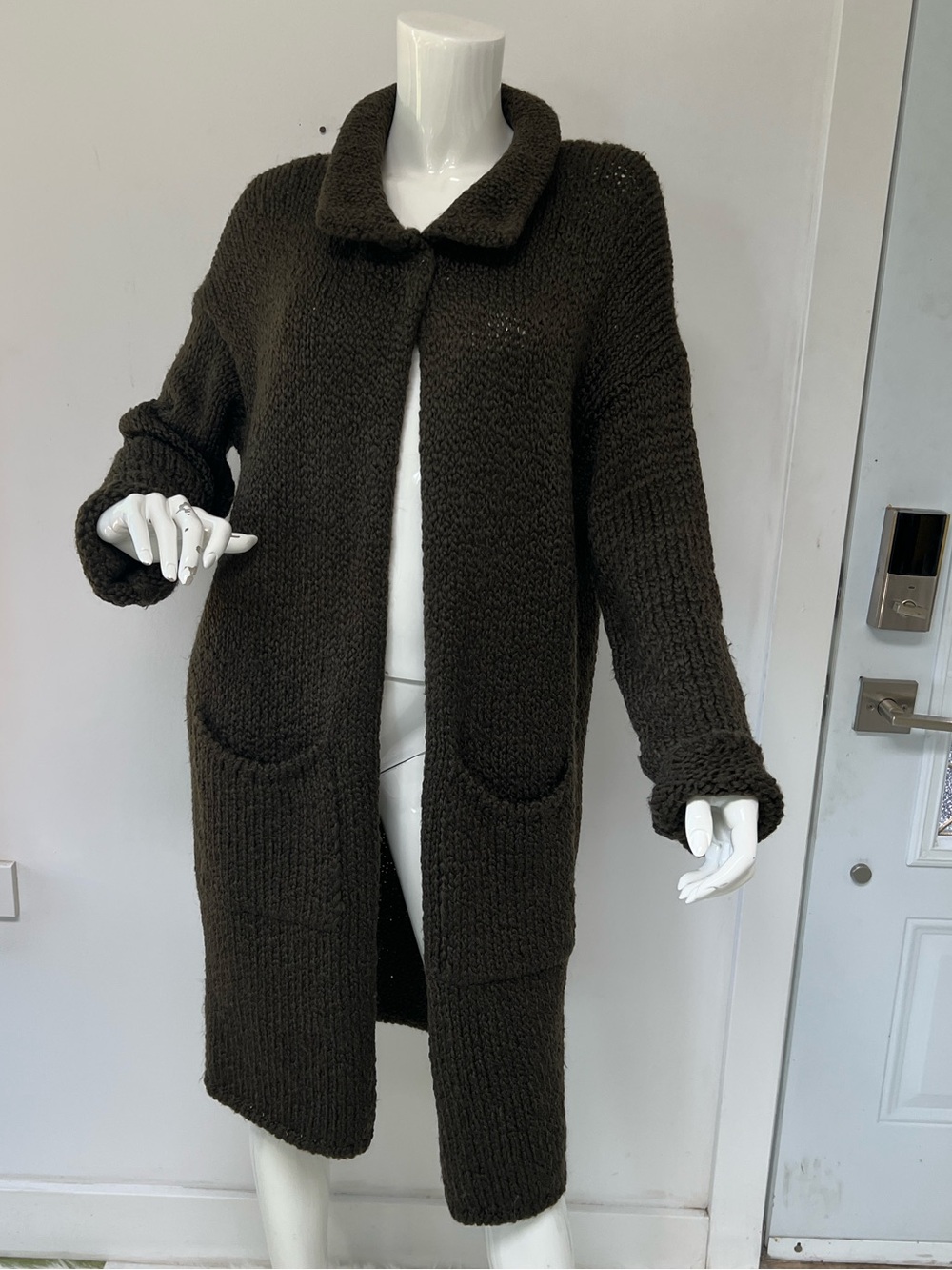 Long Knit Cardigan Wool Blend Sweater Made in Italy women size Medium